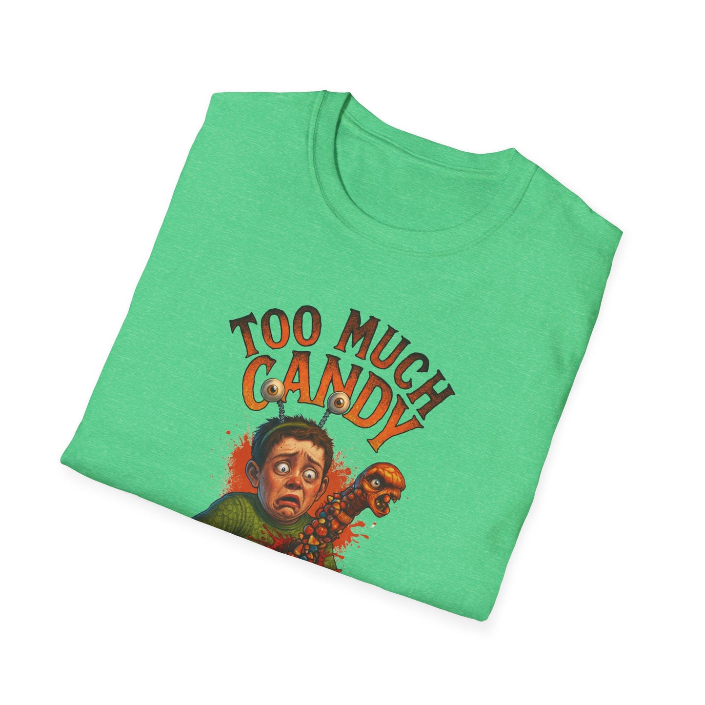 Halloween Alien Chest Buster "Too Much Candy" Graphic Tee Shirt