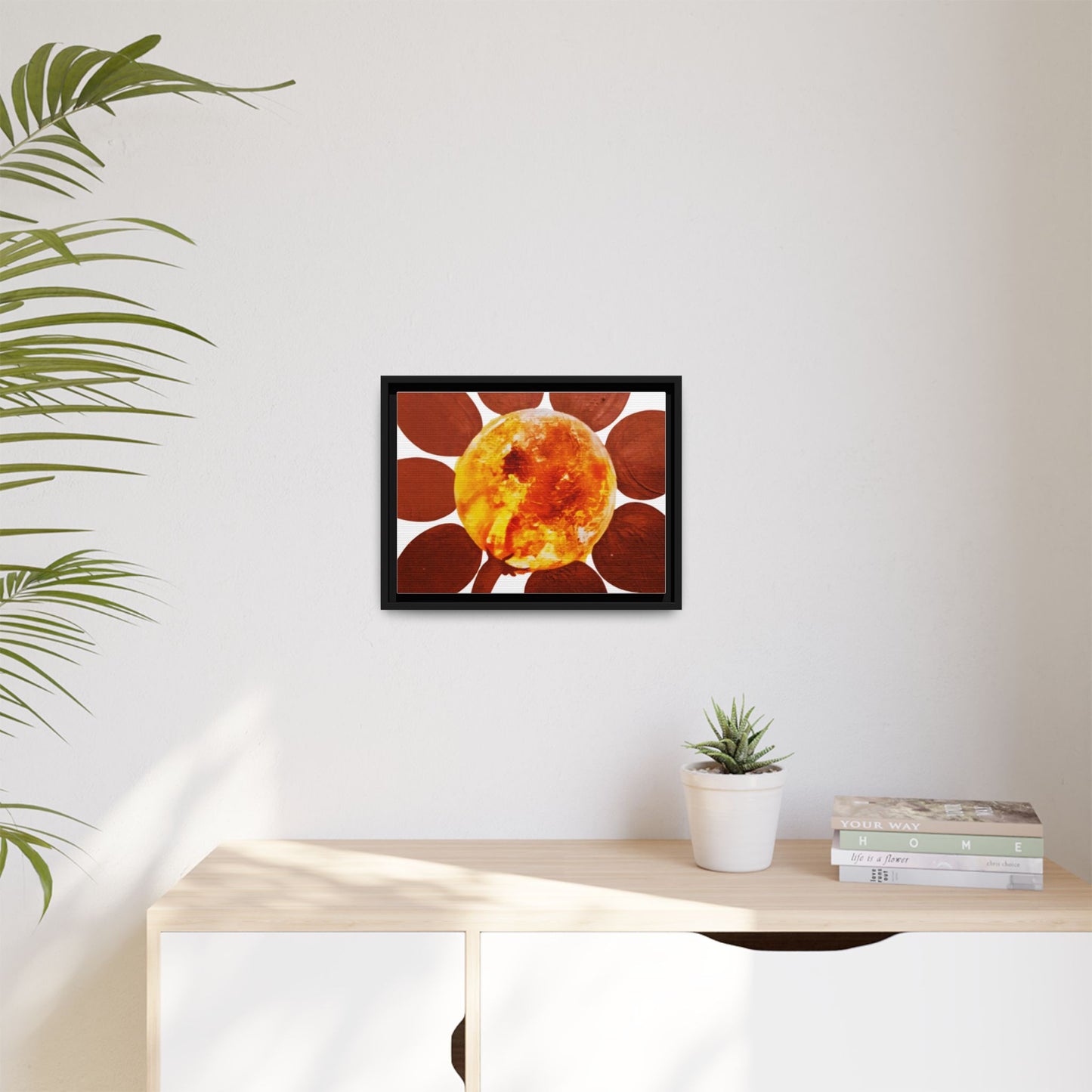 Framed Flower Canvas 1960s Original Art Print - "Sol, Cradle of Life"