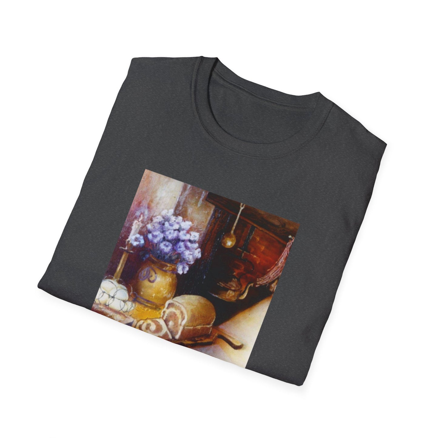 Charming 1960s-Era Original Art Tee Shirt - "Countryside Hearth"