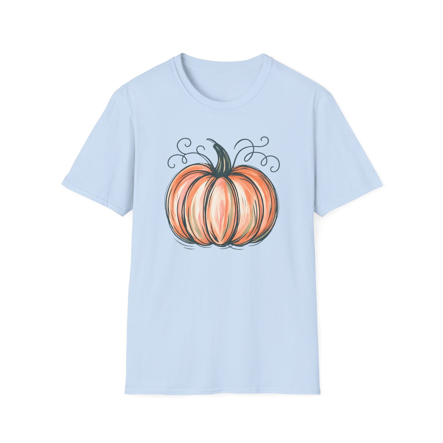 Fall Pumpkin Graphic Halloween Casual Tee-Shirt