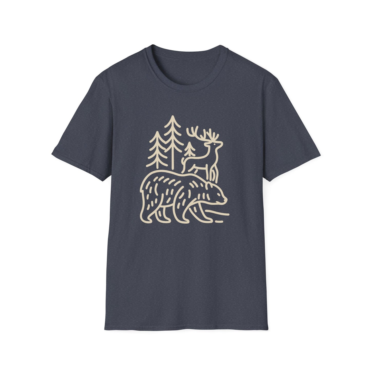 Deer, Bear, Nature, Hiking Wild Animal Graphic Tee for Outdoor Lovers