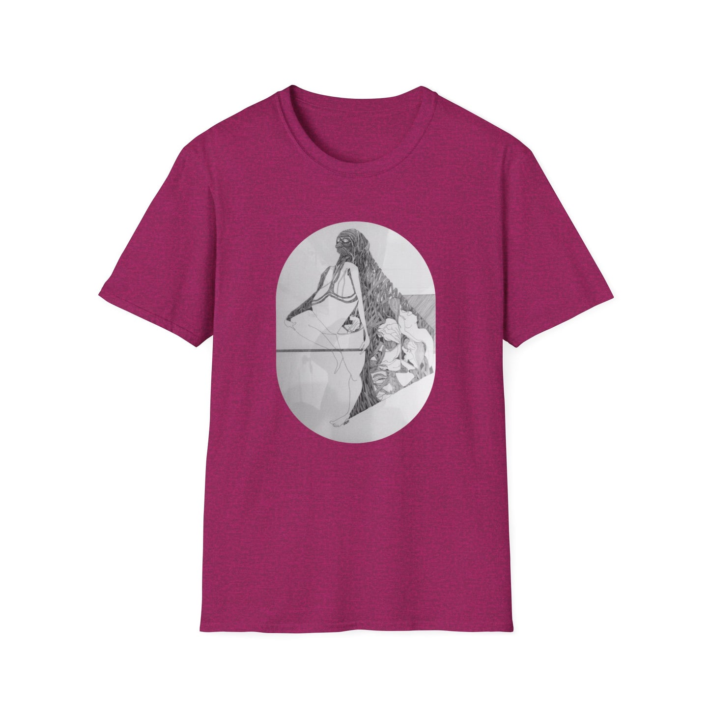 Creative and Whimsical 1960s Pen and Ink Art Tee- "Runes of Regret"