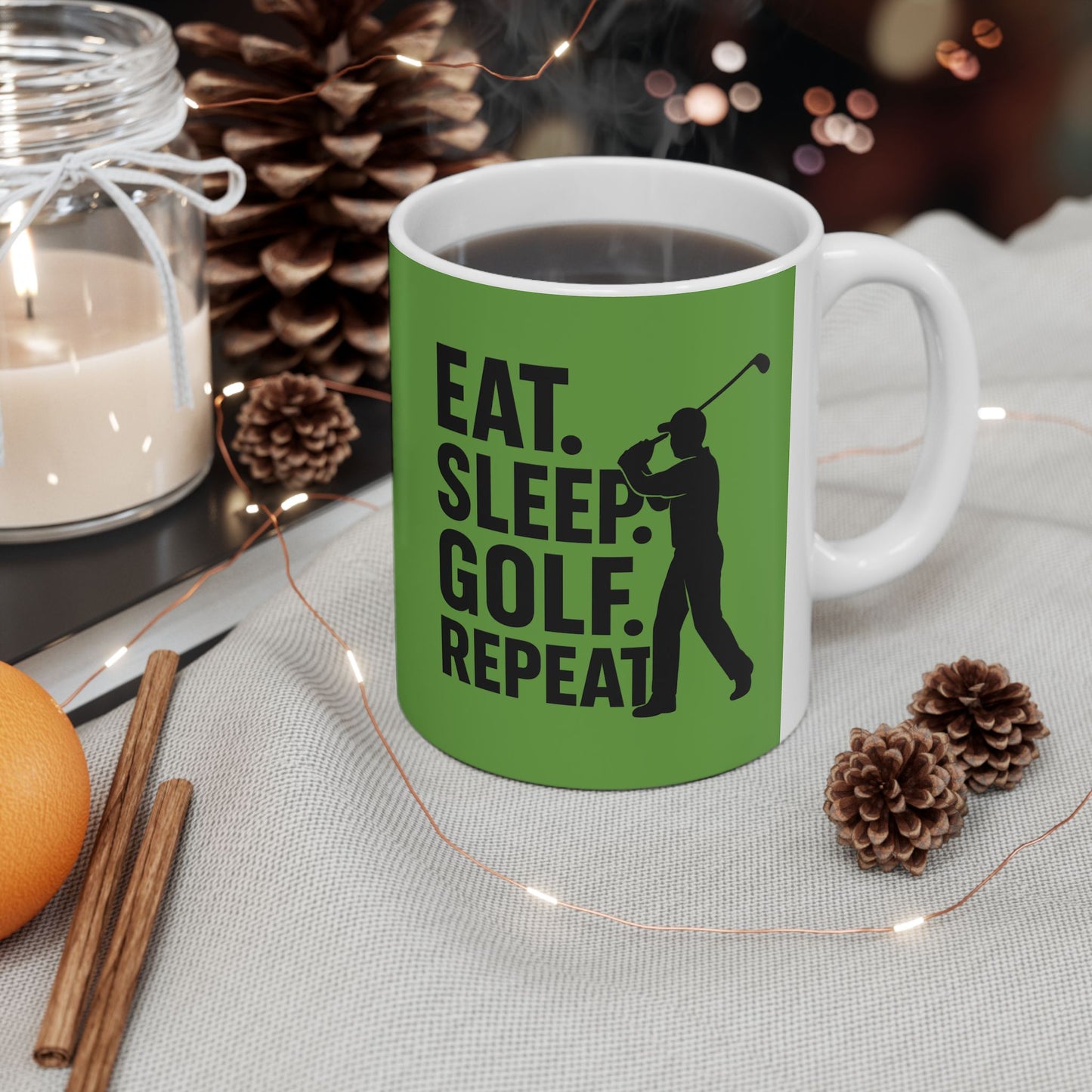 Golf-Inspired Ceramic Mug, Coffee Lover Gift, Green Mug for Golf Enthusiasts, Funny Golfer Humor, 11oz/15oz