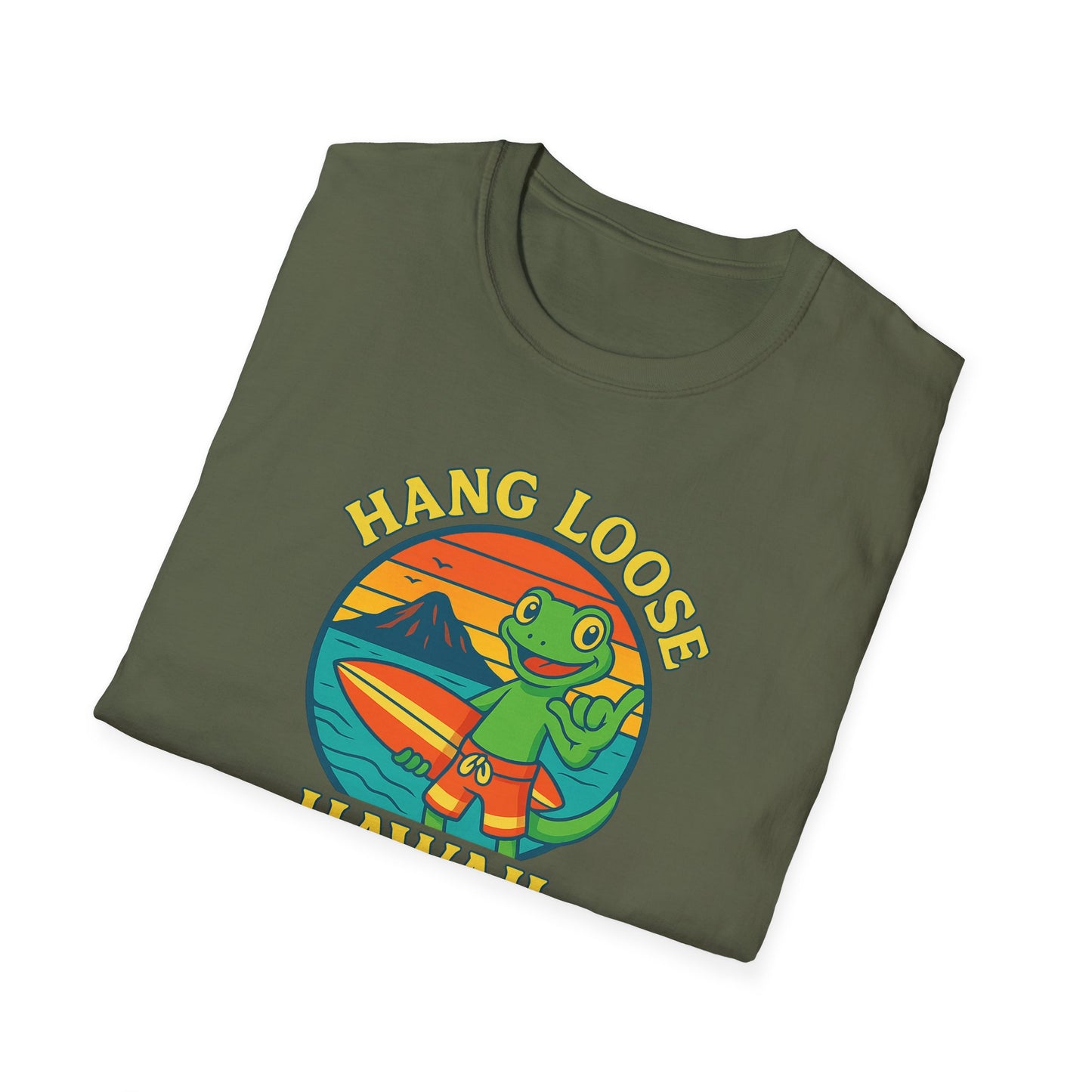 Hawaiian Surf T-Shirt, "Hang Loose Hawaii" Graphic Tee