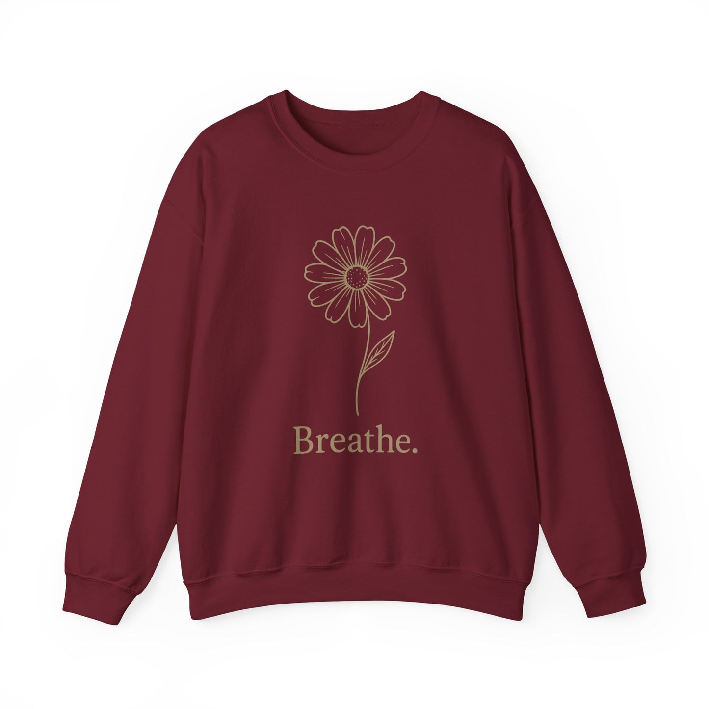 Breathe Floral Relaxed Fit Inspirational Crewneck Sweatshirt