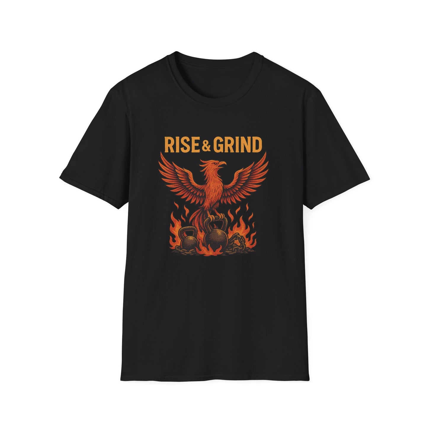 Grit Forge Athletics - "Rise & Grind" Phoenix Softstyle Tee-Shirt for Him or Her
