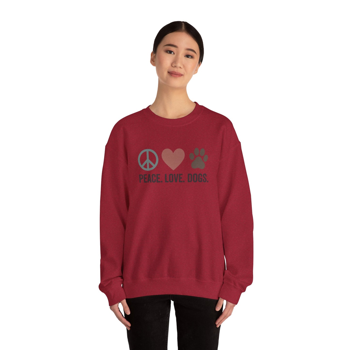 "Peace Love Dogs" Cozy Pet Lover's Crewneck Sweatshirt