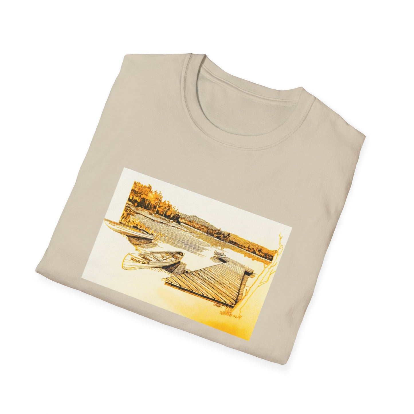 Vintage 1960s Art Tee Shirt - "Adirondack Wooded Fishing Club"