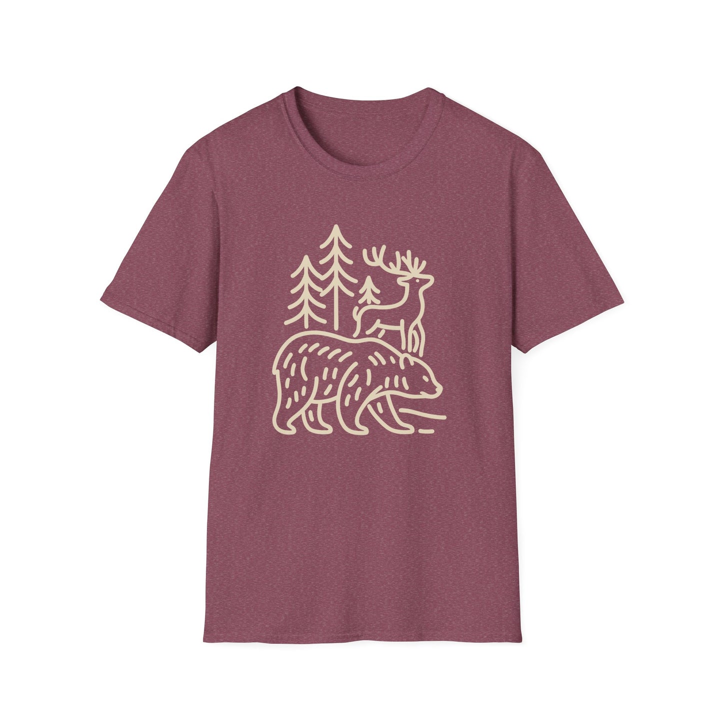 Deer, Bear, Nature, Hiking Wild Animal Graphic Tee for Outdoor Lovers