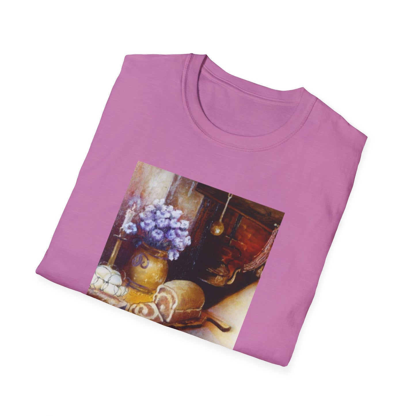 Charming 1960s-Era Original Art Tee Shirt - "Countryside Hearth"