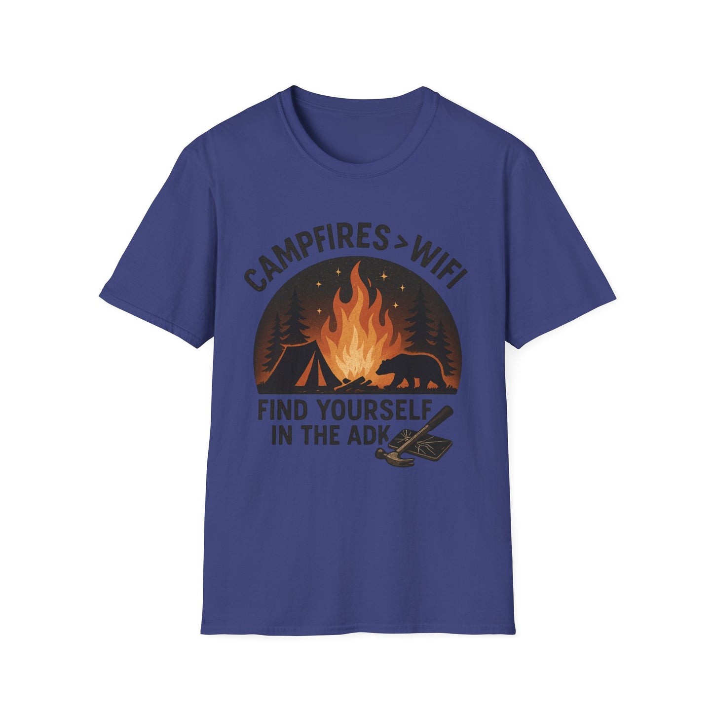 Campfire Over Wifi Vibes Graphic Tee-Shirt