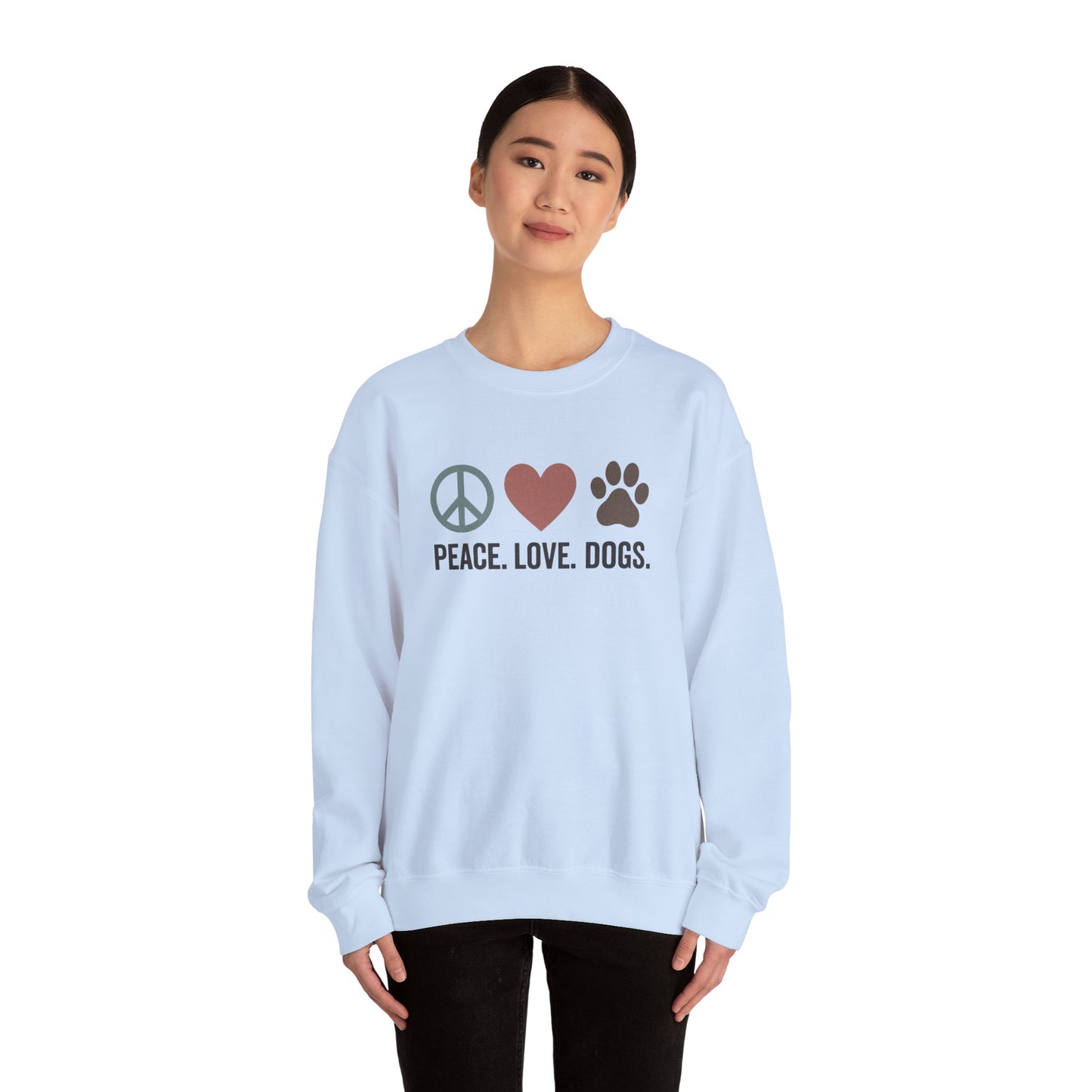 "Peace Love Dogs" Cozy Pet Lover's Crewneck Sweatshirt