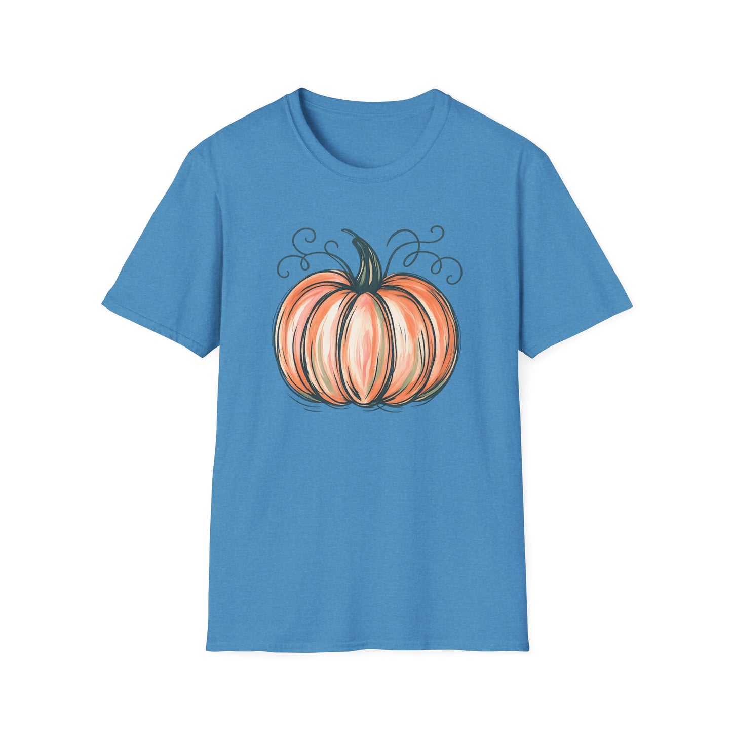 Fall Pumpkin Graphic Halloween Casual Tee-Shirt