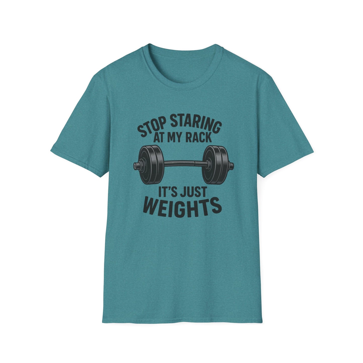 Grit Forge Athletics - "Stop Staring at My Rack" Women's Softstyle Tee-Shirt for Gym Lovers