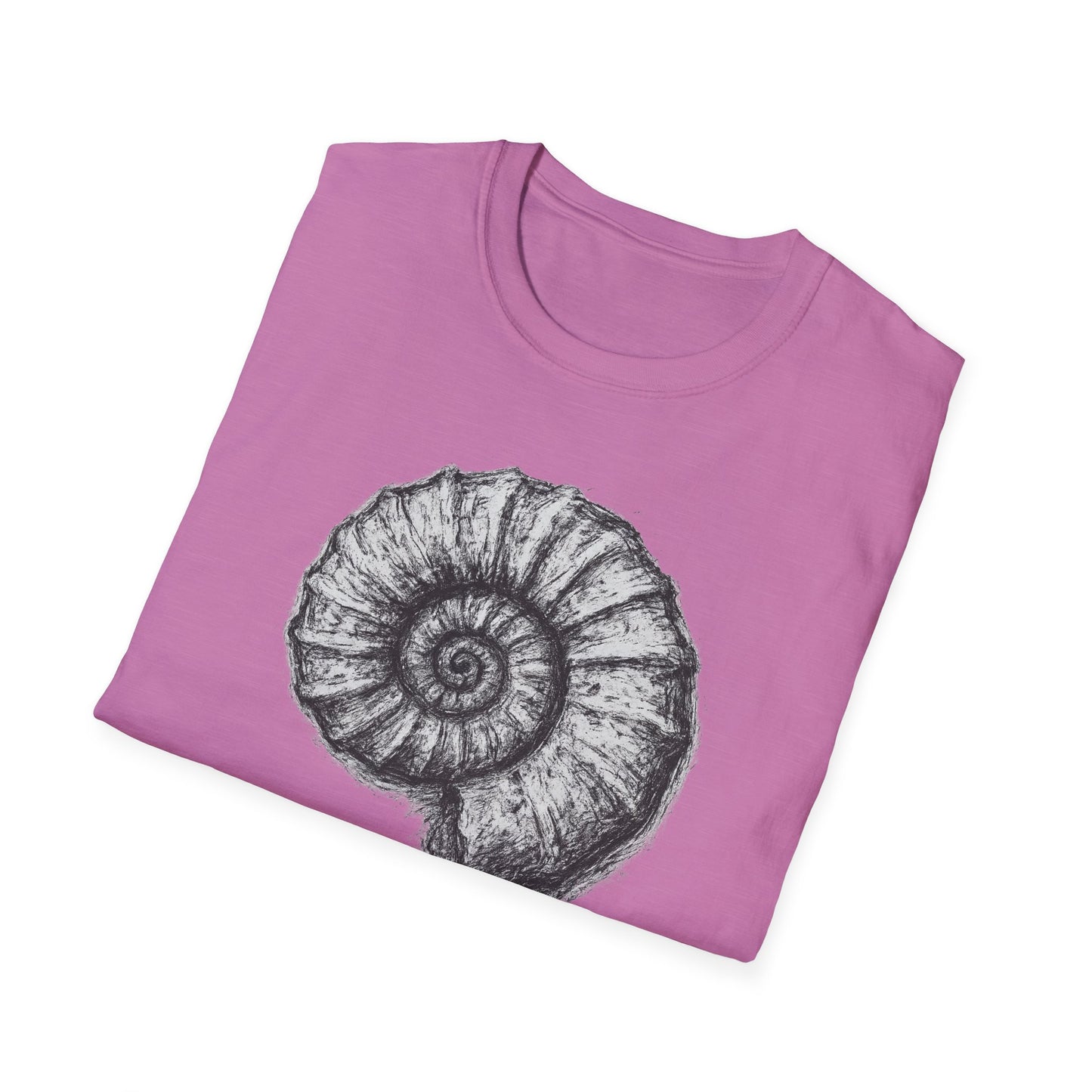 Ammonite Fossil-Inspired Graphic Tee-Shirt