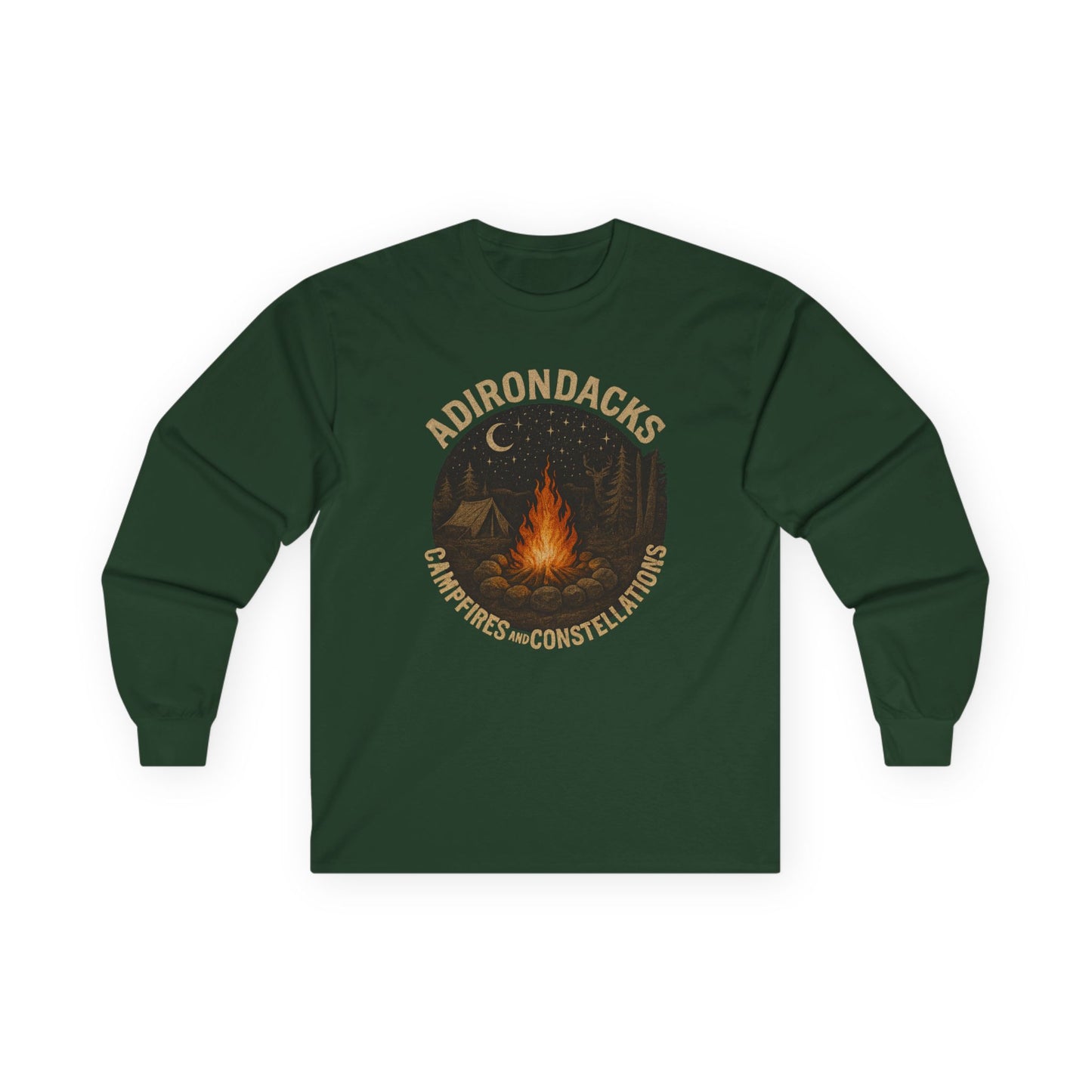 Adirondack Outdoorsman Long Sleeve Tee - "Campfires & Constellations"