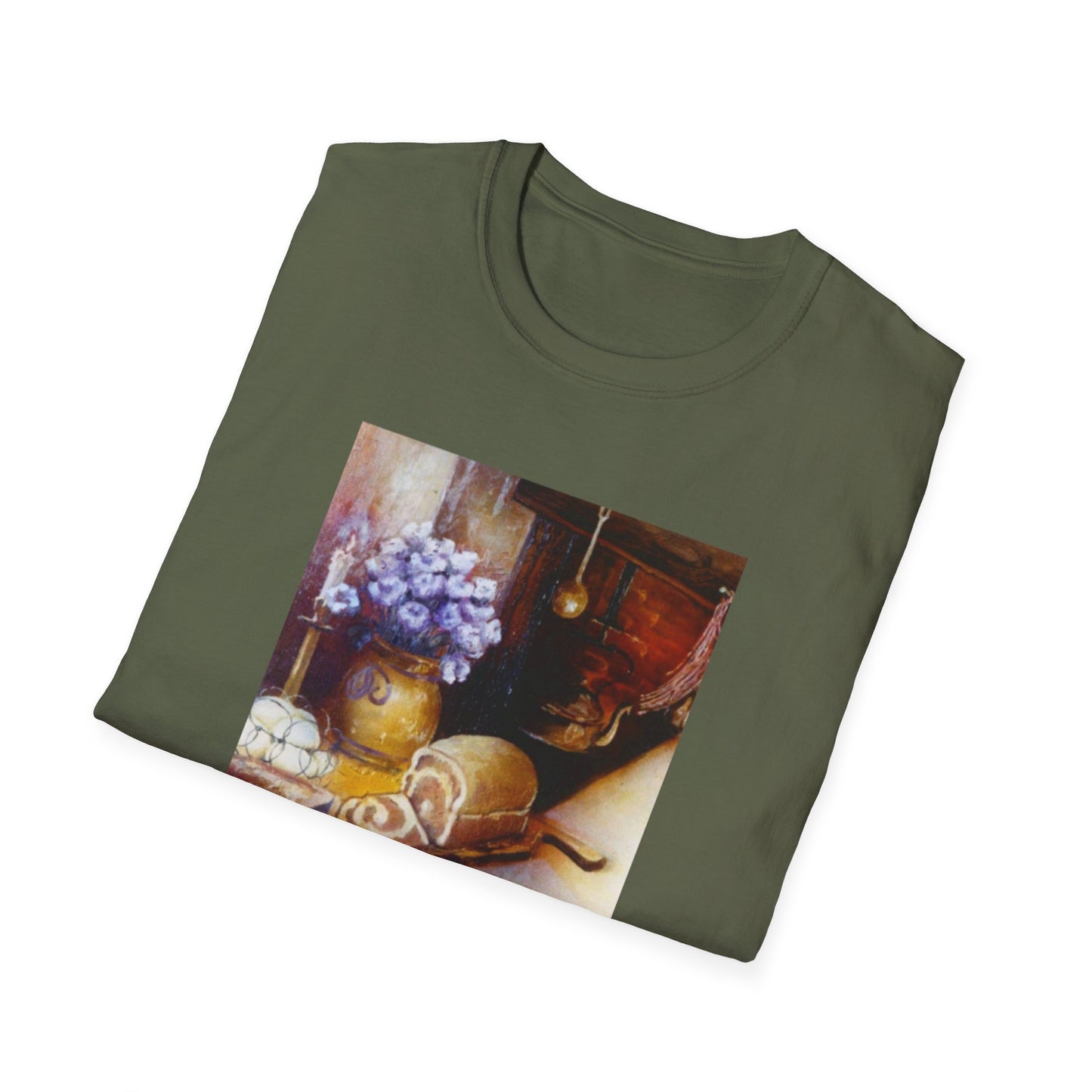 Charming 1960s-Era Original Art Tee Shirt - "Countryside Hearth"