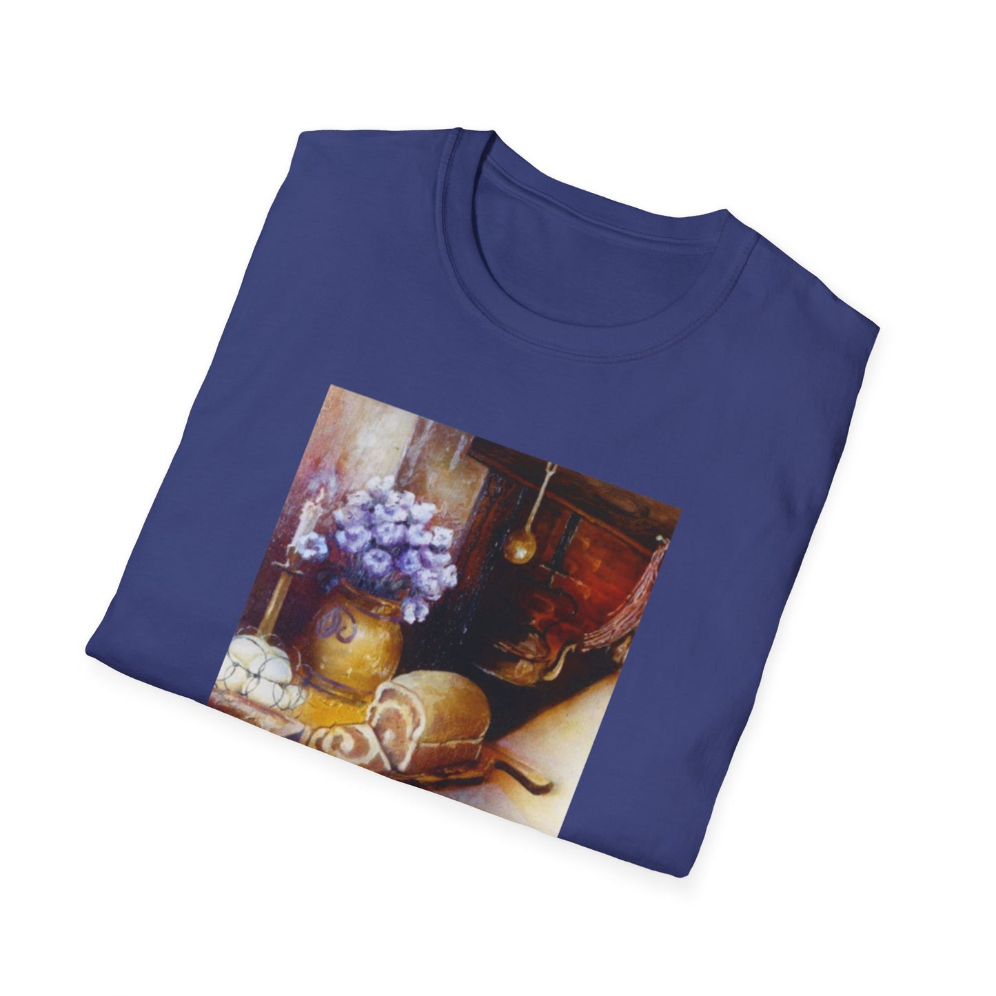 Charming 1960s-Era Original Art Tee Shirt - "Countryside Hearth"