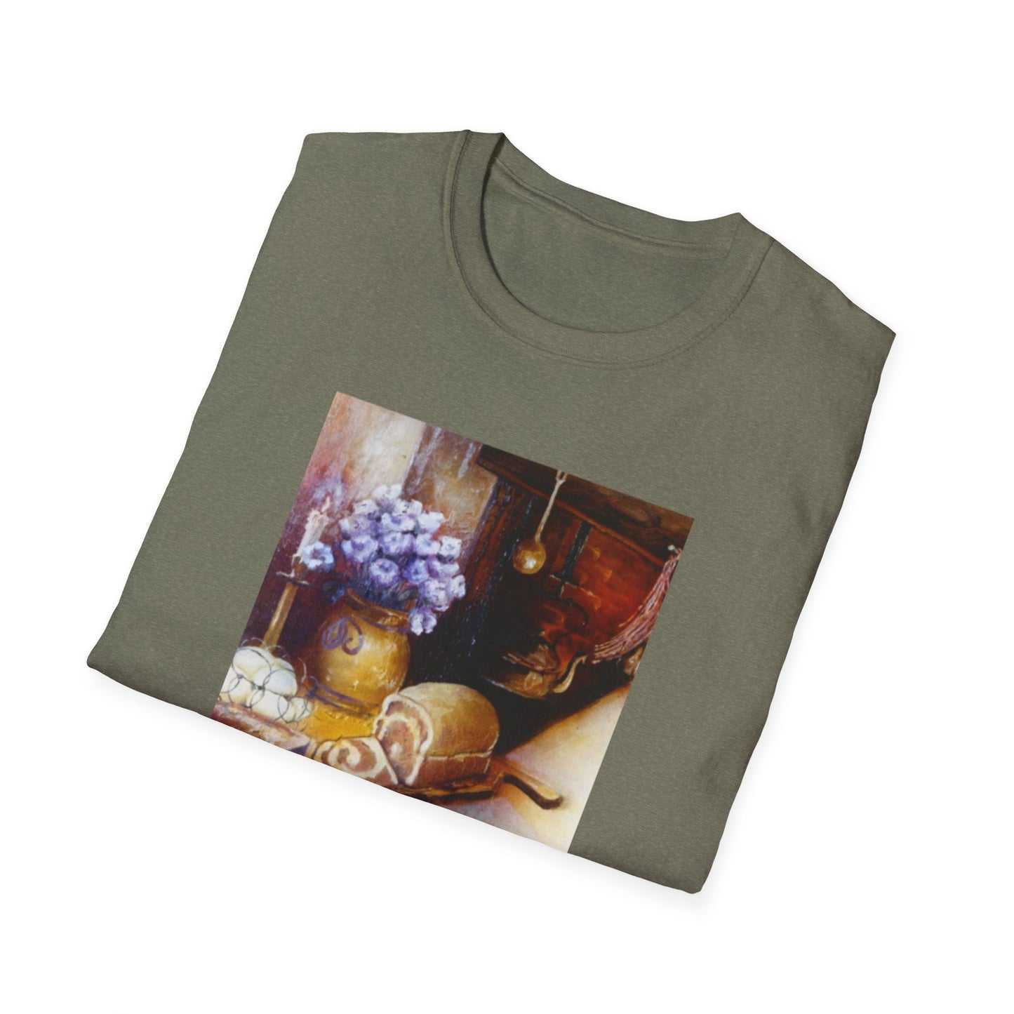 Charming 1960s-Era Original Art Tee Shirt - "Countryside Hearth"