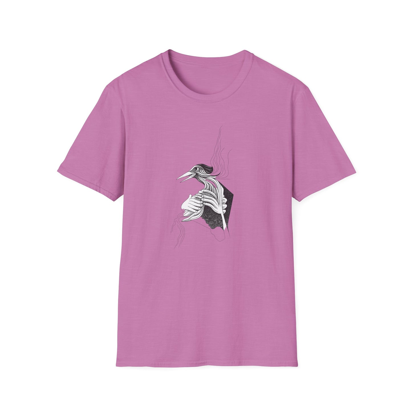 Stylish 1960s Reimagined Pen and Ink Bird Tee-Shirt - "Loki's Featherbed"