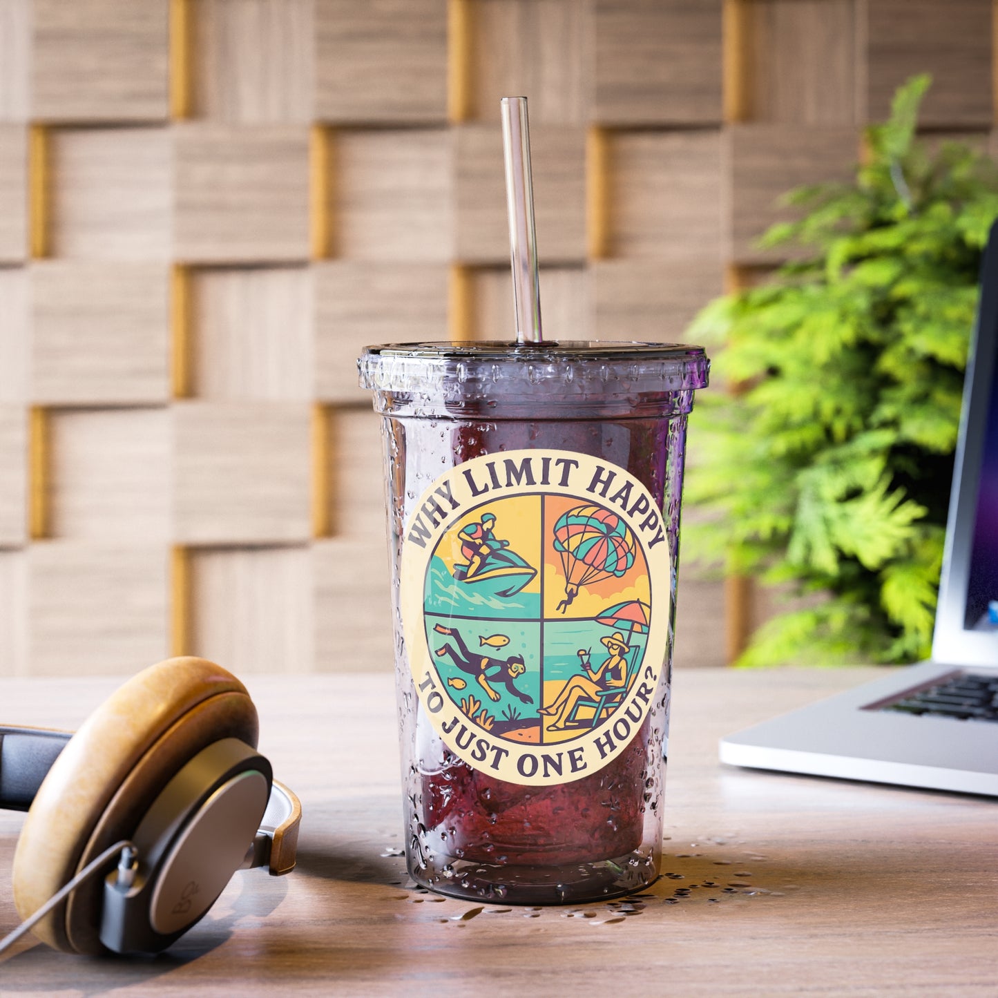 Suave Acrylic Cup with Inspirational Design, Reusable Travel Tumbler, Eco-Friendly Drinkware, Perfect for Outdoors, Party Favors, Gifts