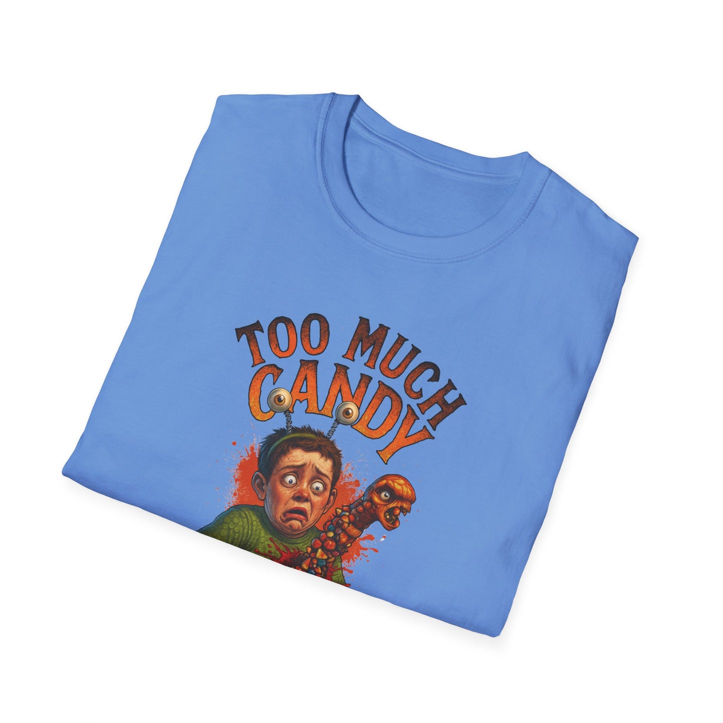 Halloween Alien Chest Buster "Too Much Candy" Graphic Tee Shirt