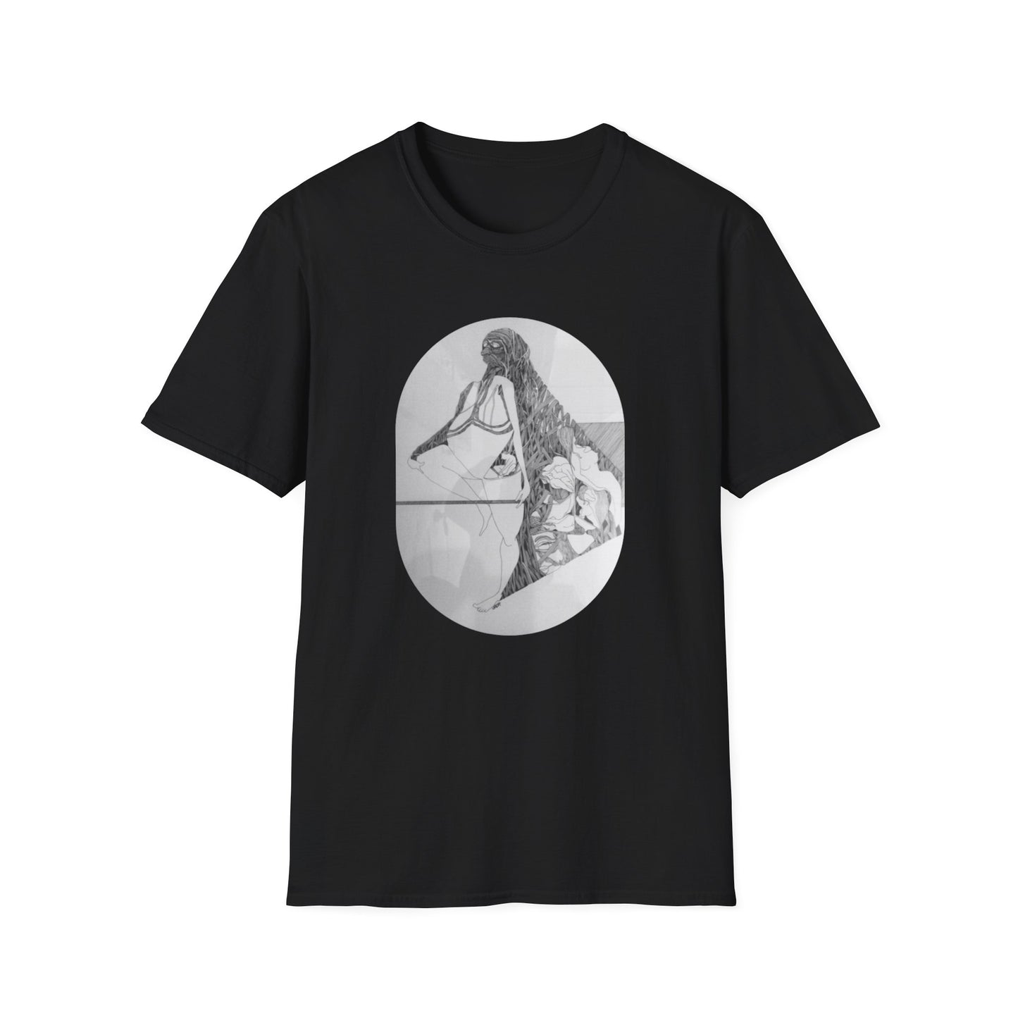 Creative and Whimsical 1960s Pen and Ink Art Tee- "Runes of Regret"