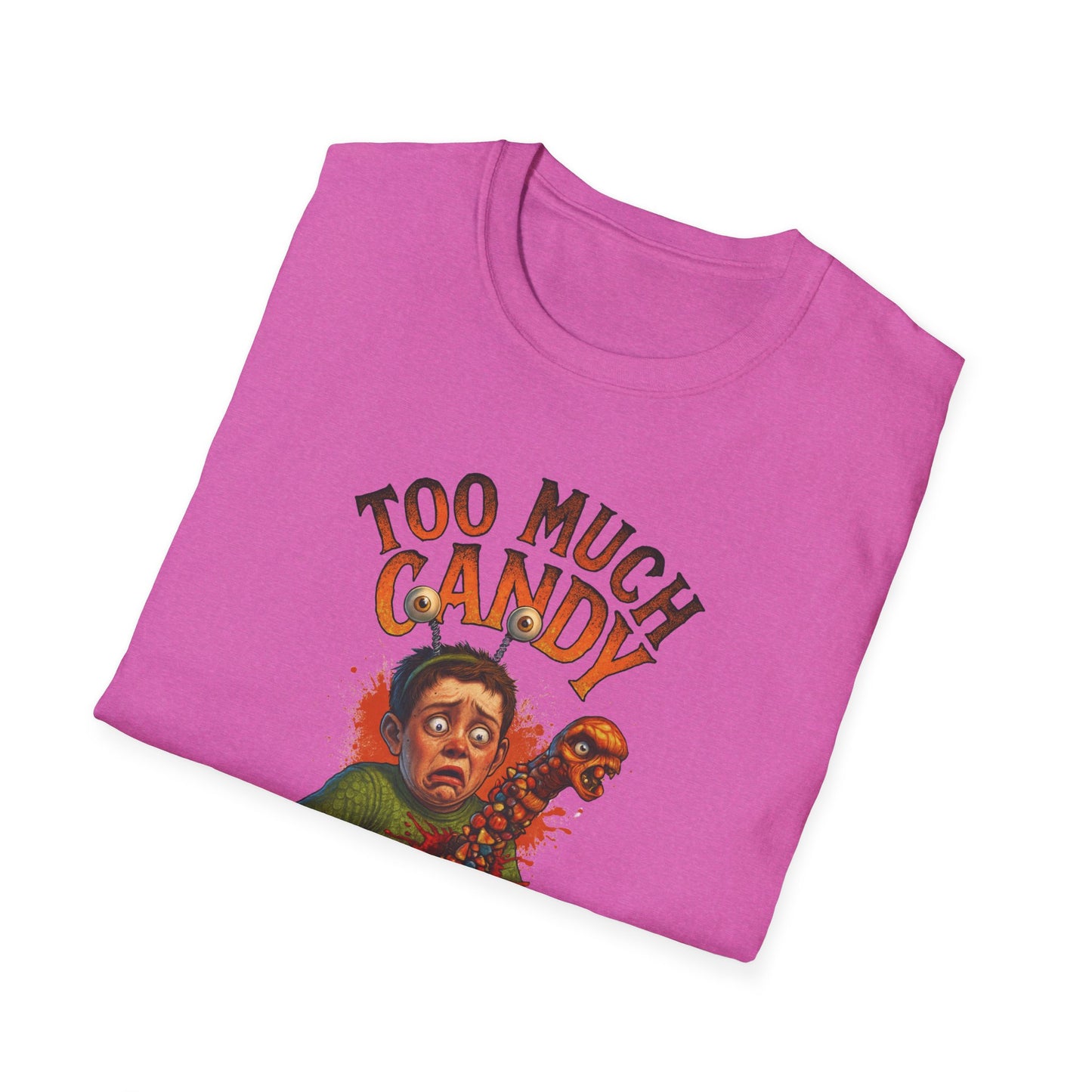 Halloween Alien Chest Buster "Too Much Candy" Graphic Tee Shirt