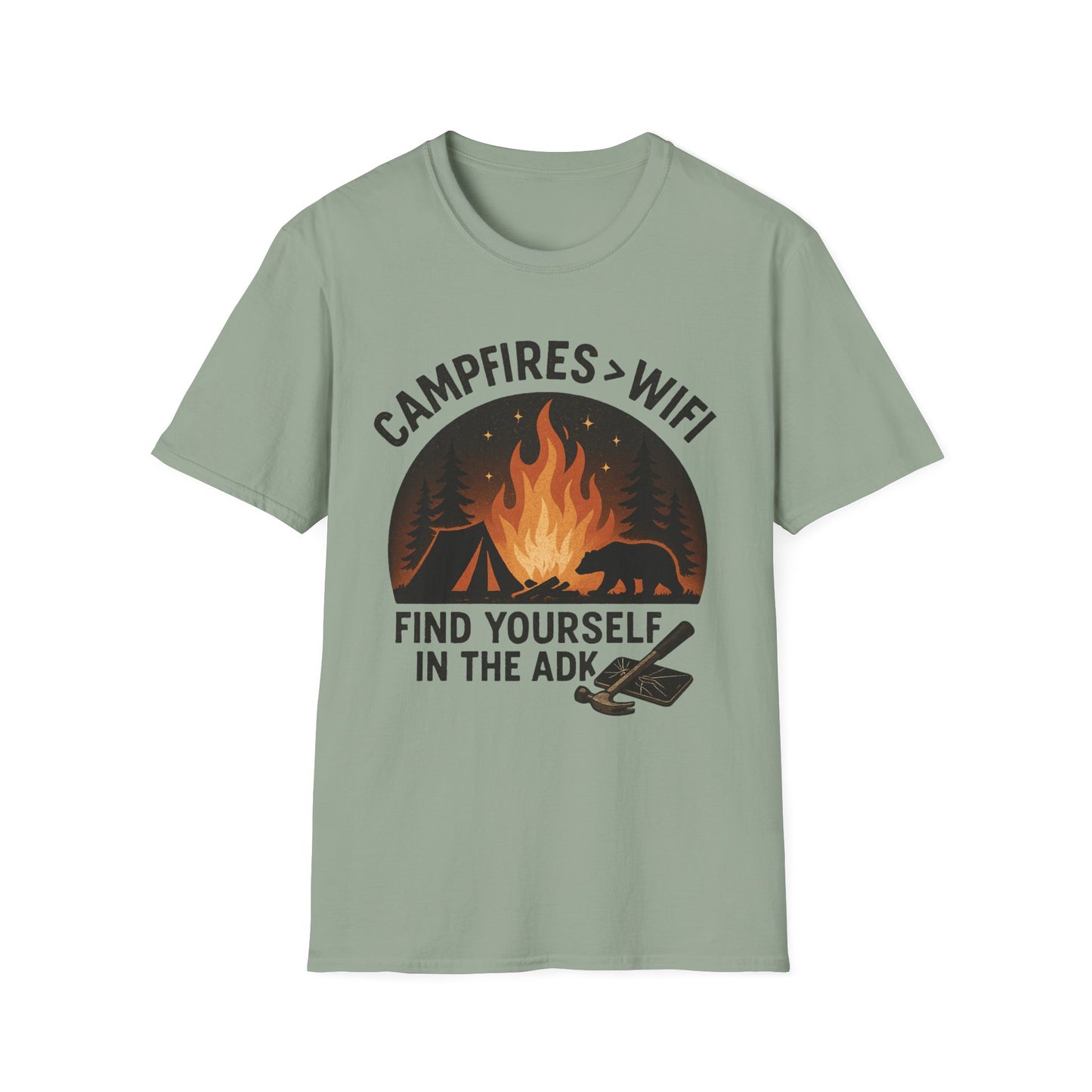 Campfire Over Wifi Vibes Graphic Tee-Shirt