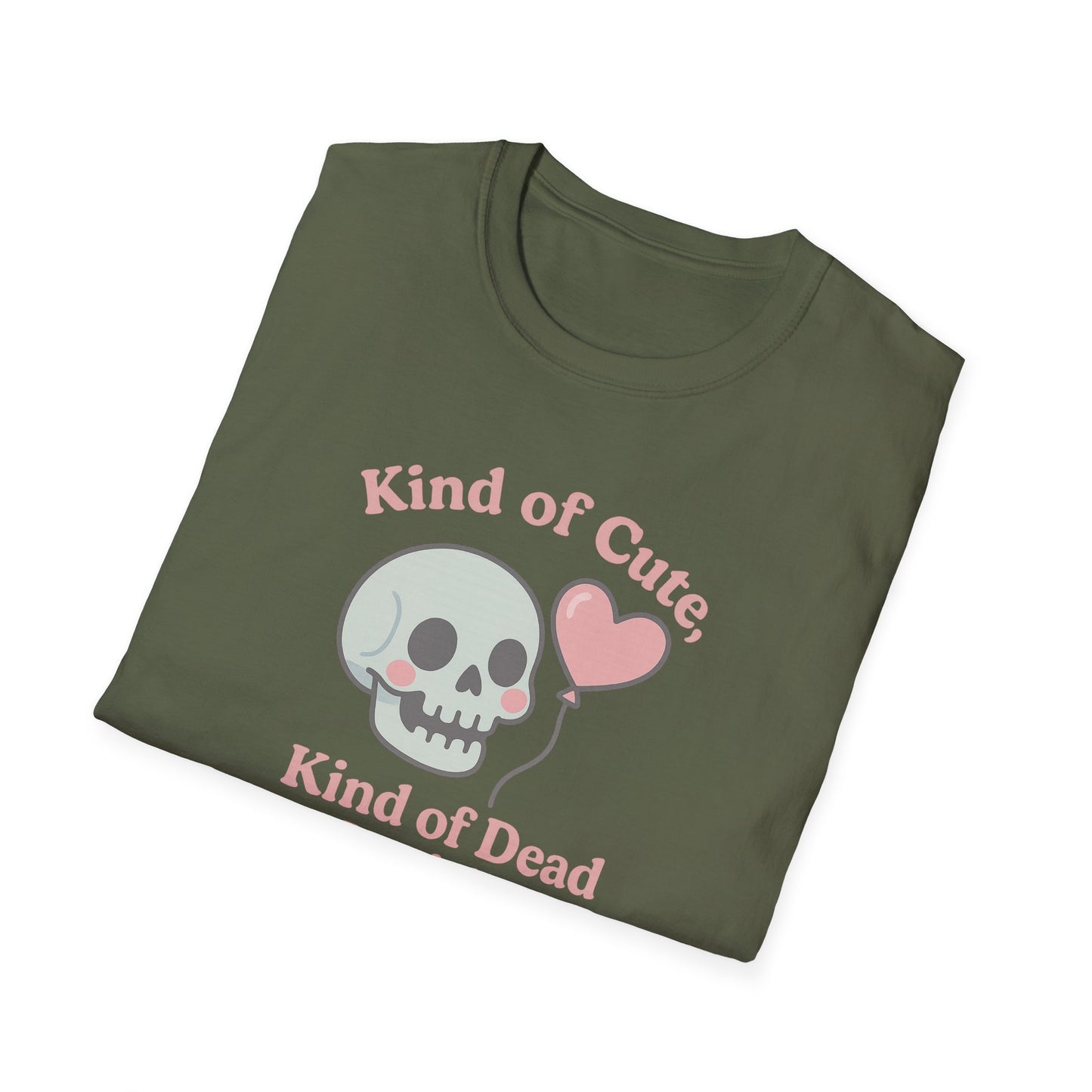 "Kinda Cute, Kinda Dead Inside" - Skull and Heart Quote T-Shirt for Her