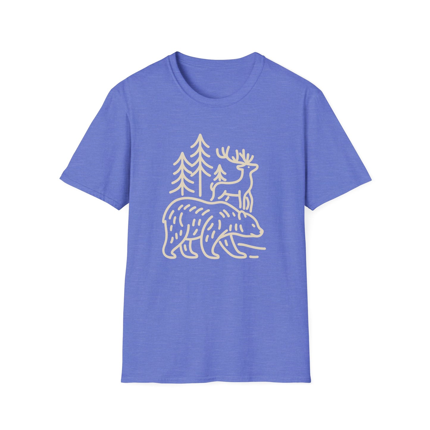 Deer, Bear, Nature, Hiking Wild Animal Graphic Tee for Outdoor Lovers