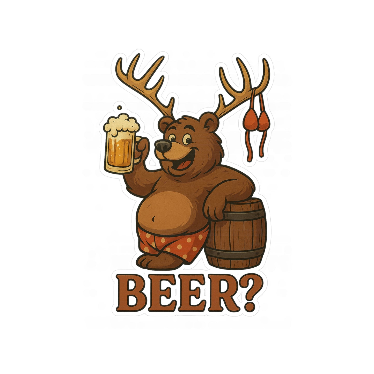 Beer Bear Vinyl Stickers, Fun Laptop Decals, Rustic Home Decor, Unique Party Favors, Hilarious Gift Ideas, Outdoor Adventure Essentials, Bear, Deer, Beer?