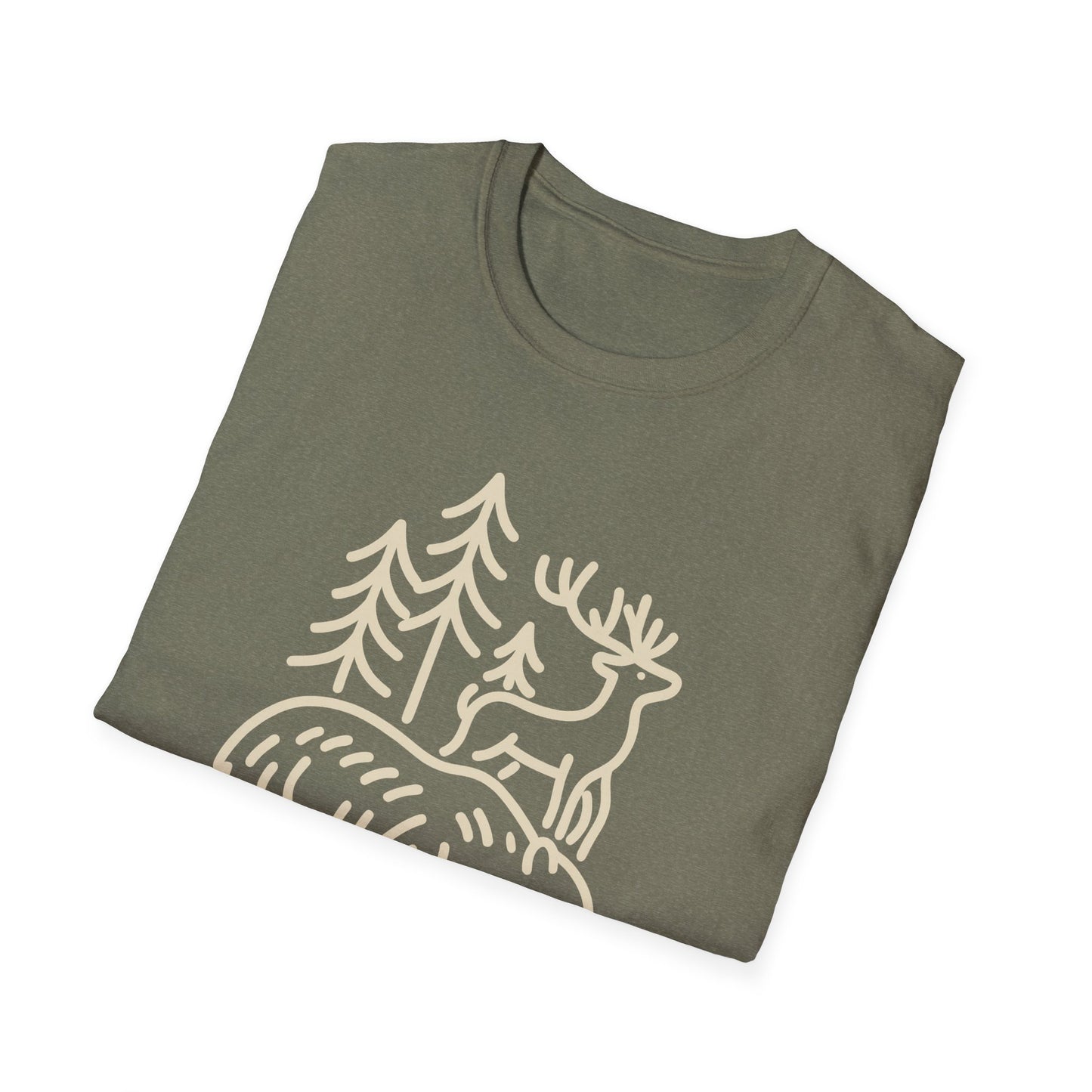 Deer, Bear, Nature, Hiking Wild Animal Graphic Tee for Outdoor Lovers