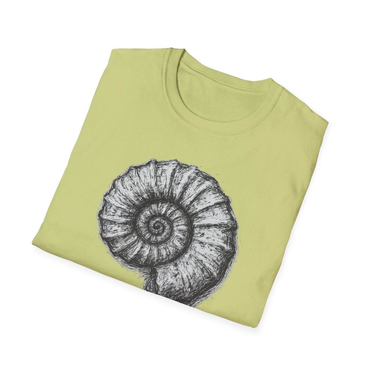 Ammonite Fossil-Inspired Graphic Tee-Shirt