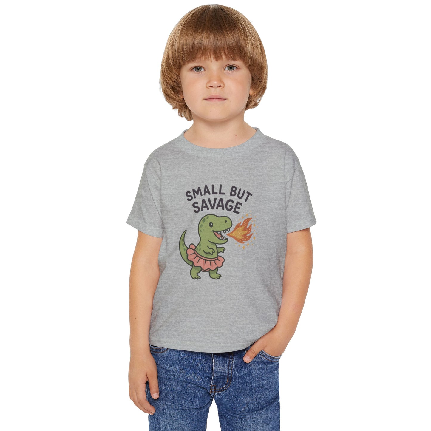 TODDLERS' "Small But Savage", Cute Dinosaur Tee