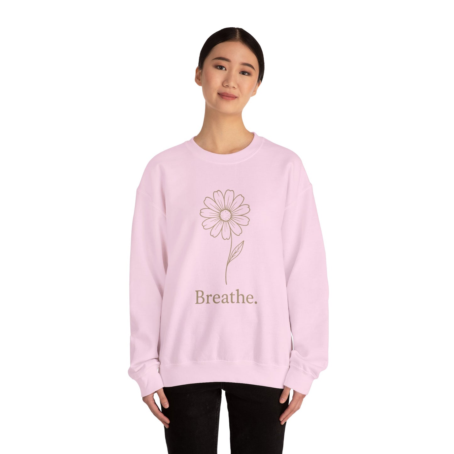 Breathe Floral Relaxed Fit Inspirational Crewneck Sweatshirt