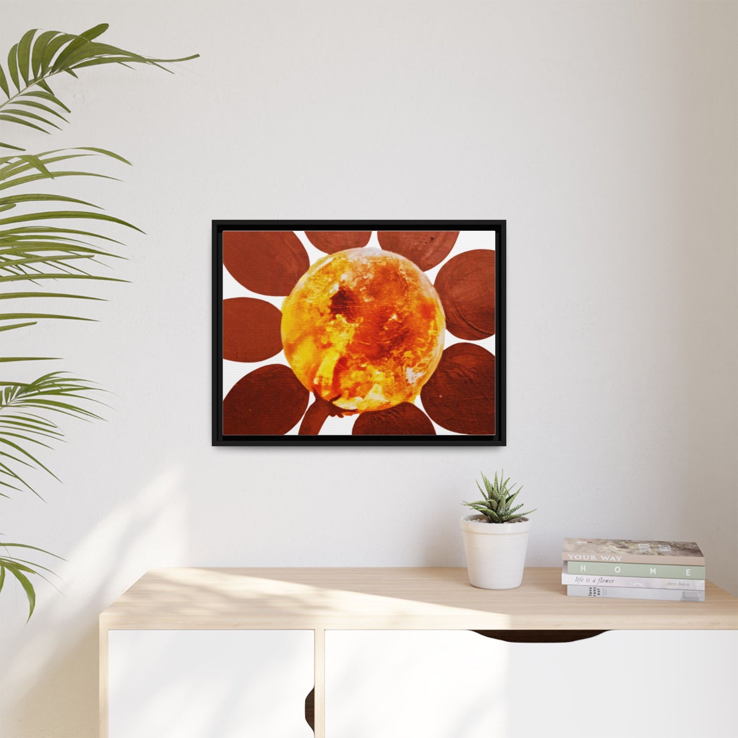 Framed Flower Canvas 1960s Original Art Print - "Sol, Cradle of Life"