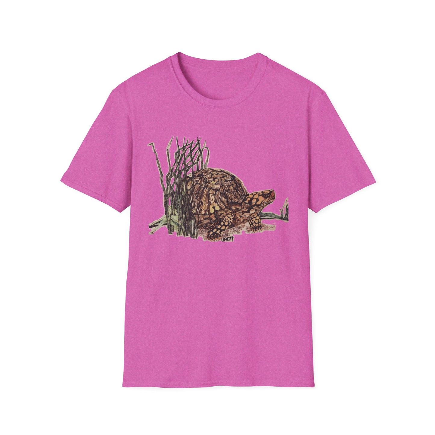Custom Pen and Ink Artwork, Nature Scene Tee-Shirt - "Turtle Run"