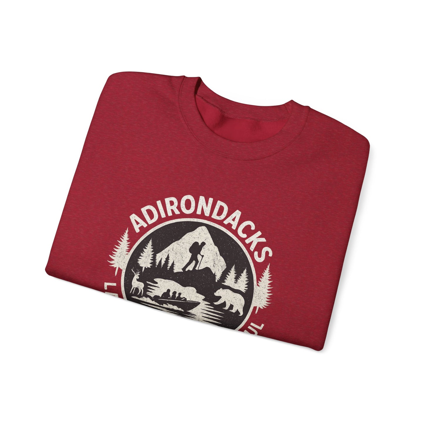 Cozy Adirondack Lake Life Crewneck Sweatshirt - "Lake Life, Mountain Soul"
