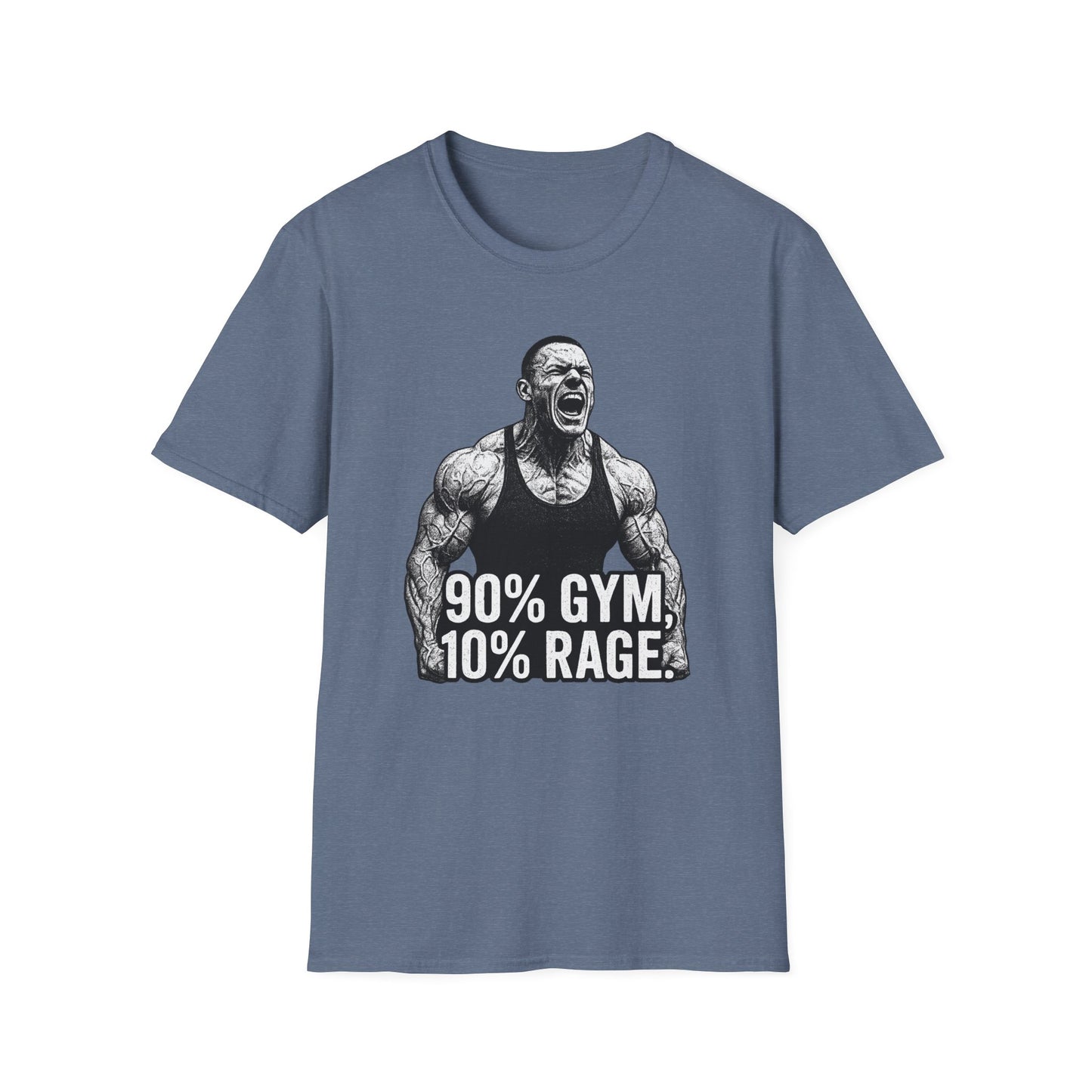 Grit Forge Athletics - "90% Gym, 10% Rage" Men's Bodybuilding Tee-Shirt
