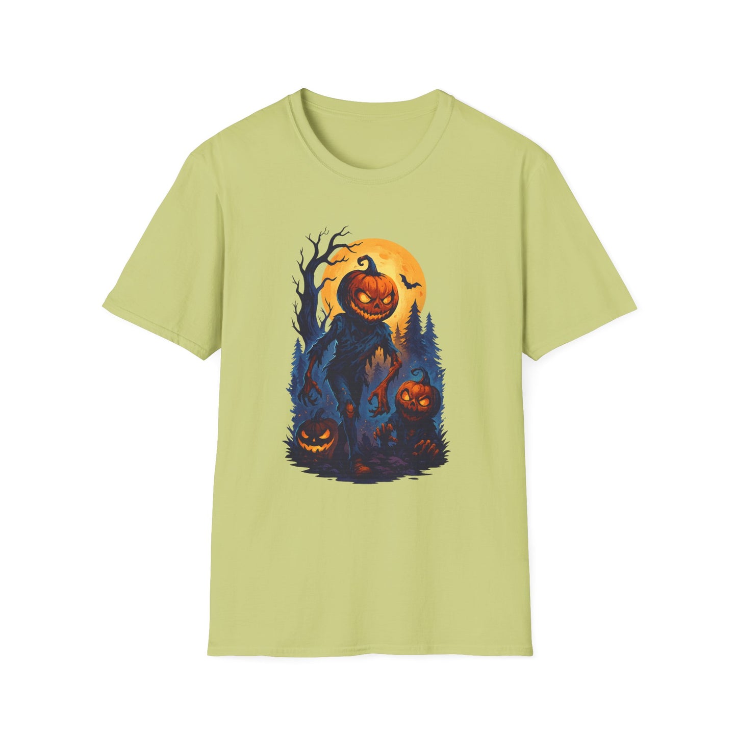 Pumpkin-Ghoul Graphic Soft-Style Halloween Tee-Shirt