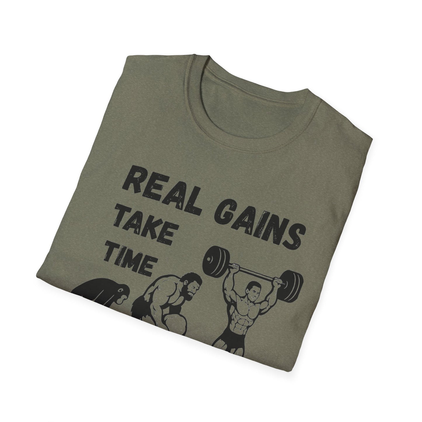 Grit Forge Athletics - "Real Gains Take Time" Motivational Tee