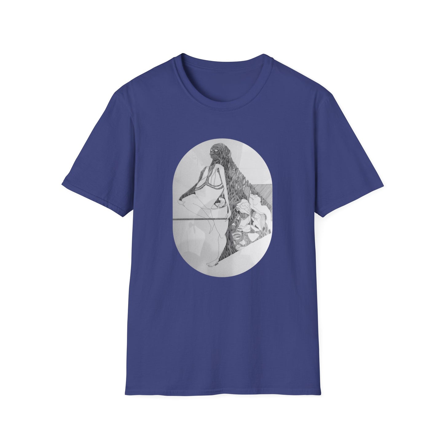 Creative and Whimsical 1960s Pen and Ink Art Tee- "Runes of Regret"