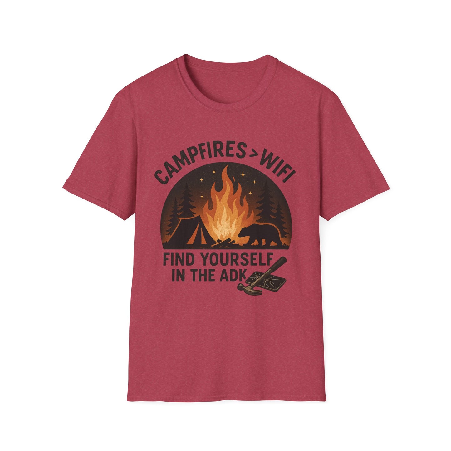 Campfire Over Wifi Vibes Graphic Tee-Shirt