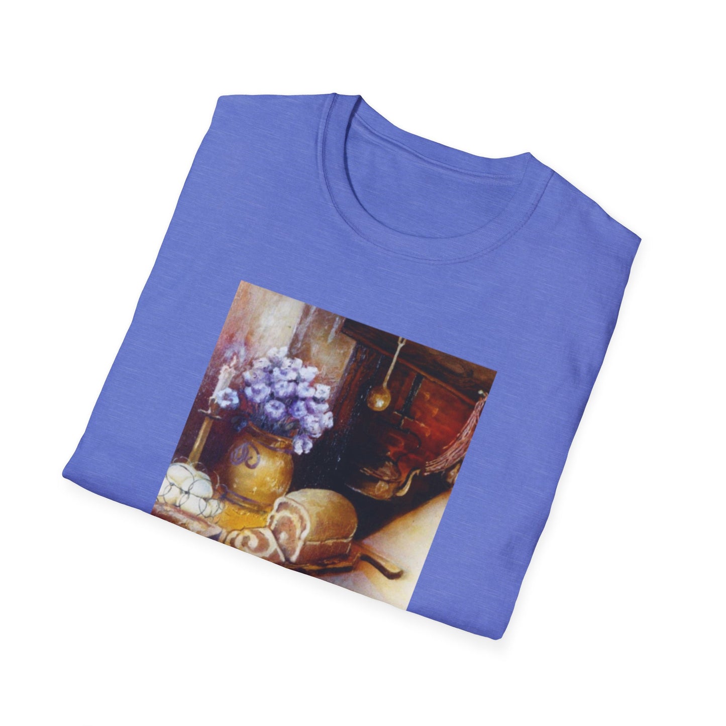 Charming 1960s-Era Original Art Tee Shirt - "Countryside Hearth"