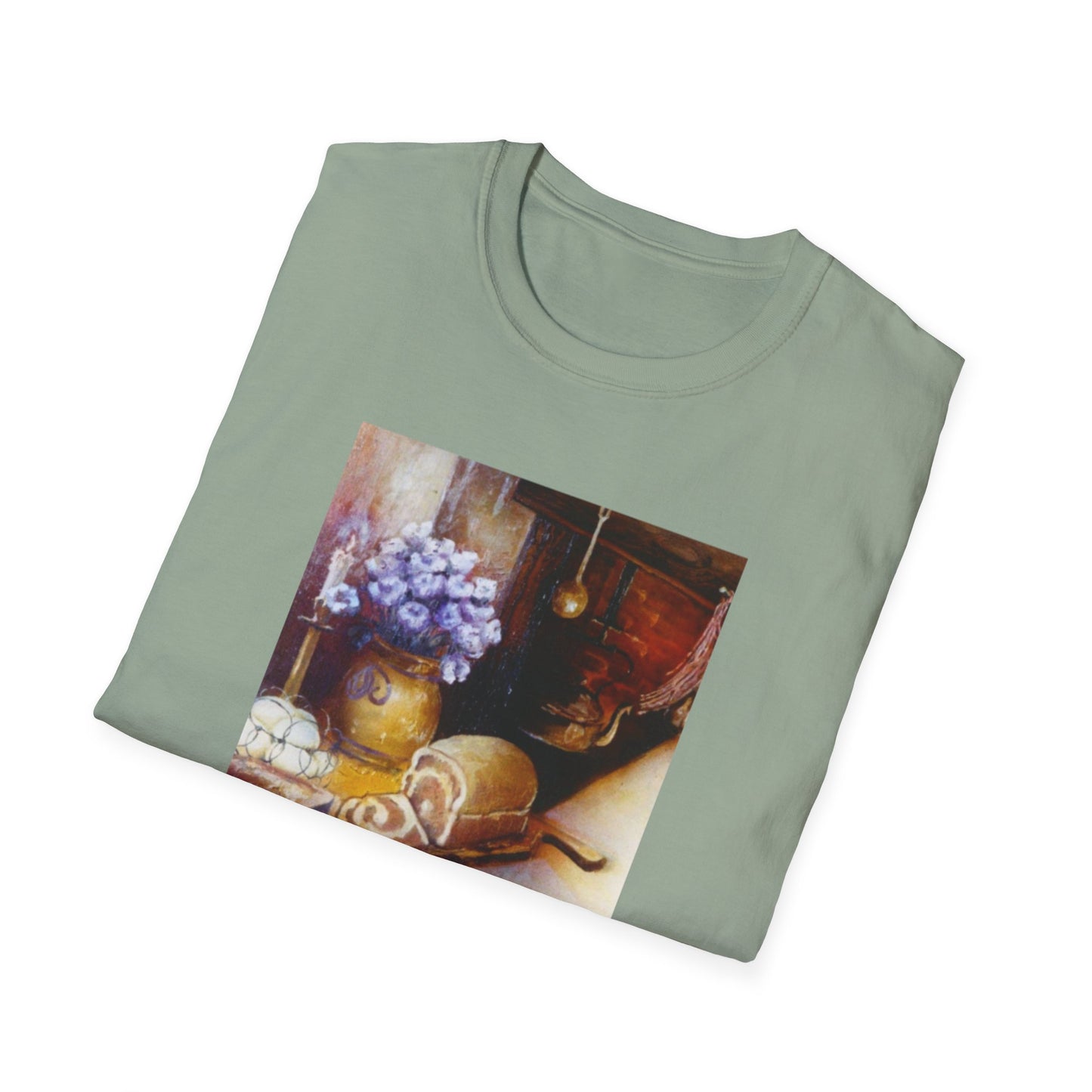 Charming 1960s-Era Original Art Tee Shirt - "Countryside Hearth"