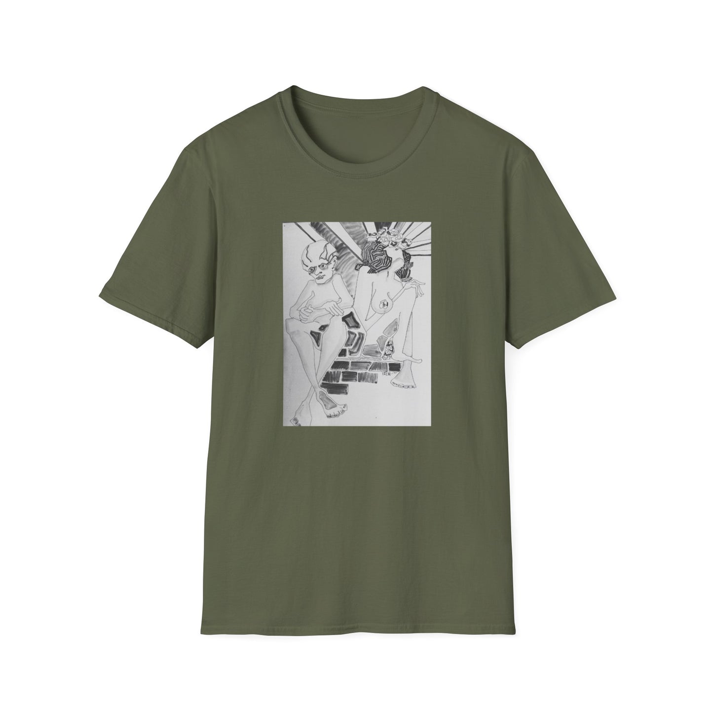 Authentic 1960s Pen and Ink Graphic Tee-Shirt - "Quest for a Smile"