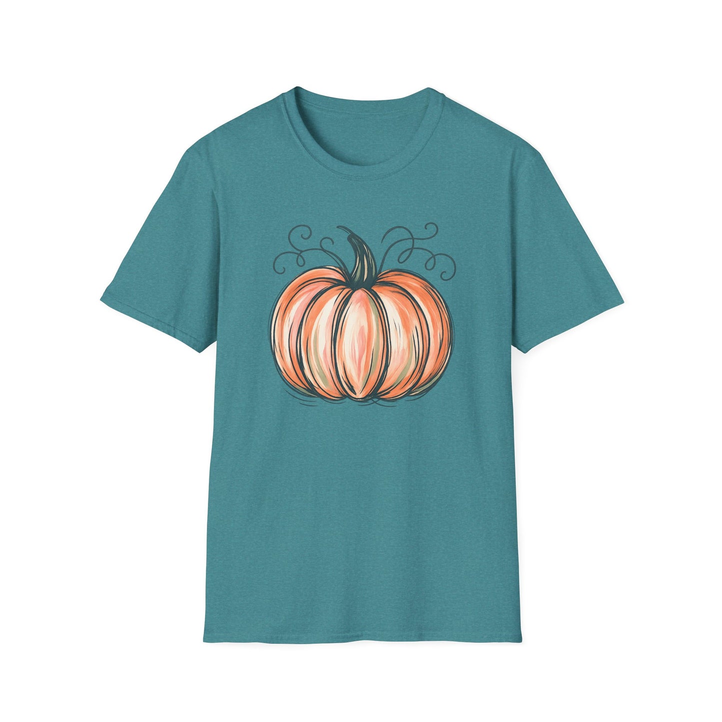 Fall Pumpkin Graphic Halloween Casual Tee-Shirt