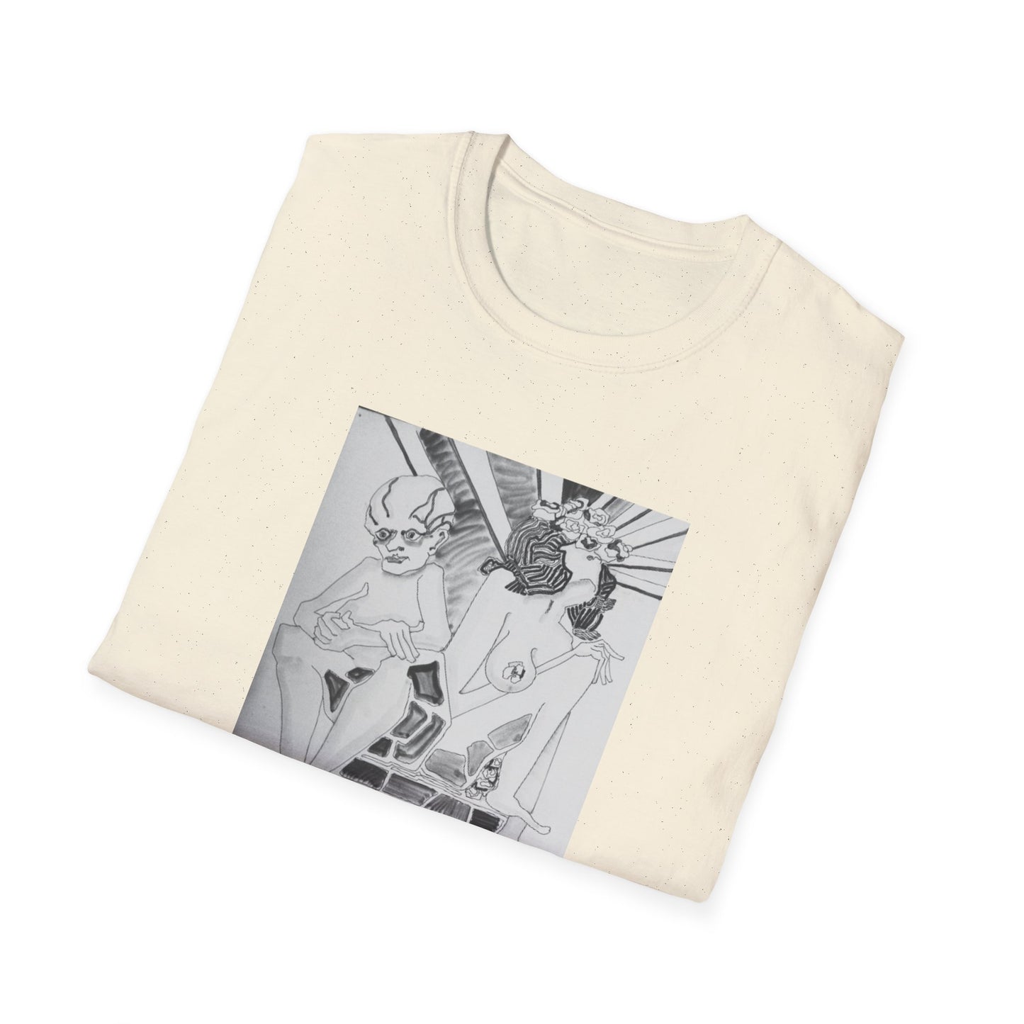 Authentic 1960s Pen and Ink Graphic Tee-Shirt - "Quest for a Smile"