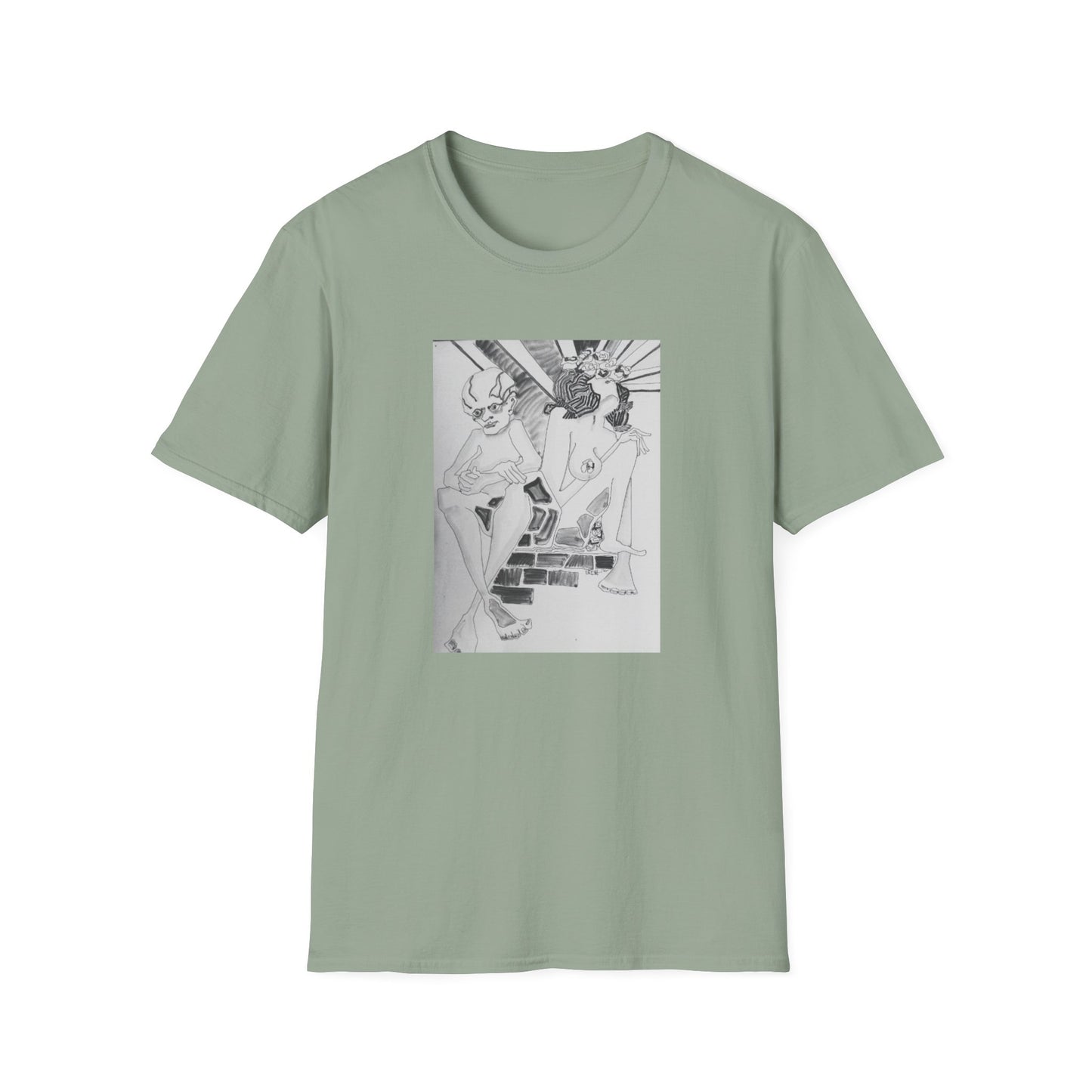 Authentic 1960s Pen and Ink Graphic Tee-Shirt - "Quest for a Smile"
